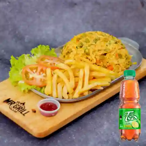 Combo Arroz con Pollo + Mr Tea Limón 400 ml