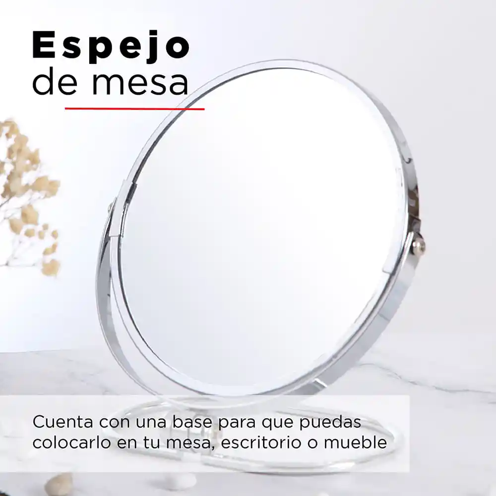 Miniso Espejo Redondo De Mesa Doble Cara 7""