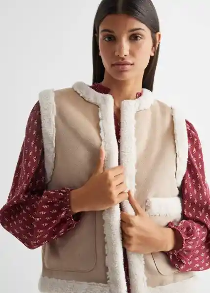 Chaleco Sheep Beige Talla 20 Niñas Mango