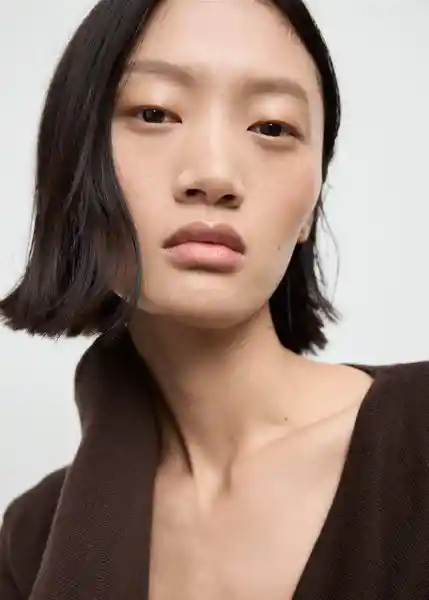 Saco Jersey Cascada Chocolate Talla S Mujer Mango