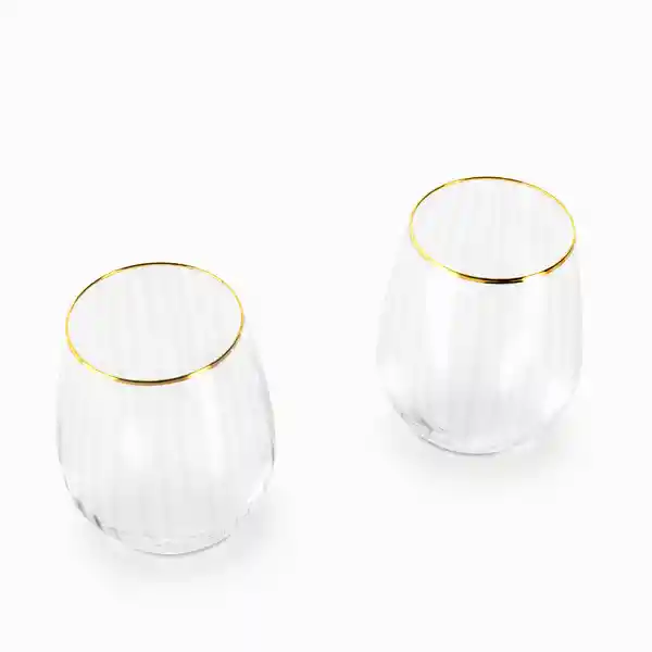 Vaso Rayas Borde Dorado 370 mL Ambiente Gourmet
