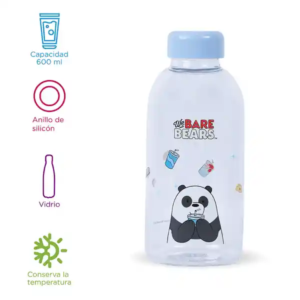 Botella de Vidrio Colección Osos Escandalosos Panda Miniso