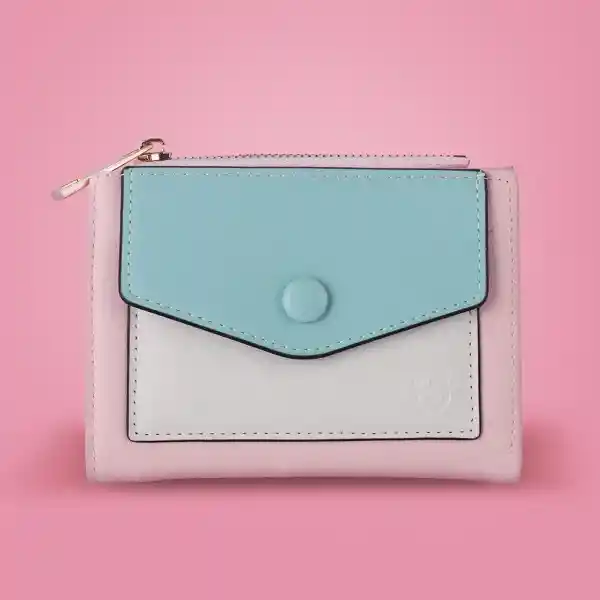 Cartera Corta Para Mujer Azul y Rosa Miniso