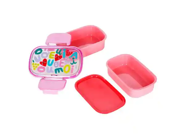 Recipiente Para Lonchera Rosa 13.5 x 10.3 x 7.8 cm Casaideas