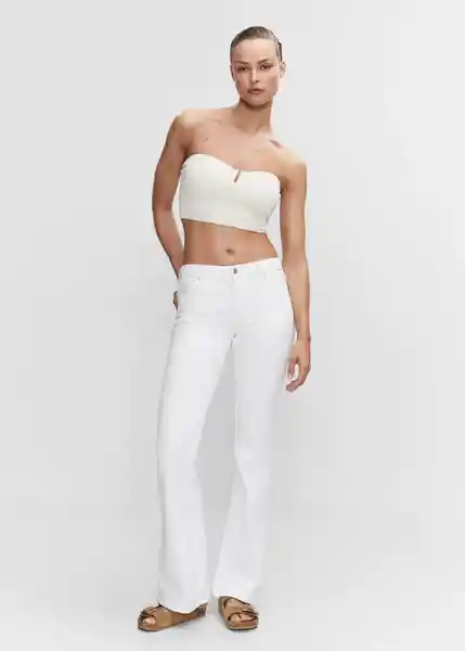 Jean Flare Blanco Talla 52 Mujer Mango