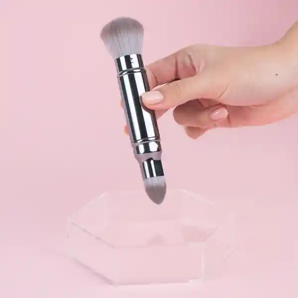 Brocha de Maquillaje Retráctil Doble Punta Serie Gris Miniso