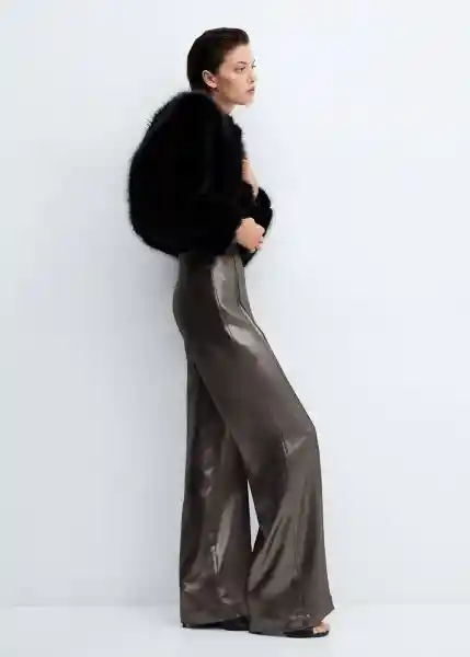 Pantalón Palax Plata Talla 34 Mujer Mango