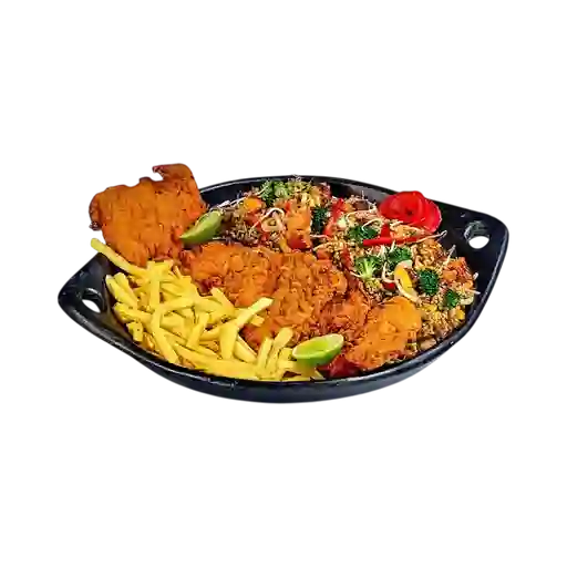 Arroz Colombiano con Super Chuleta+gaseosa Litro