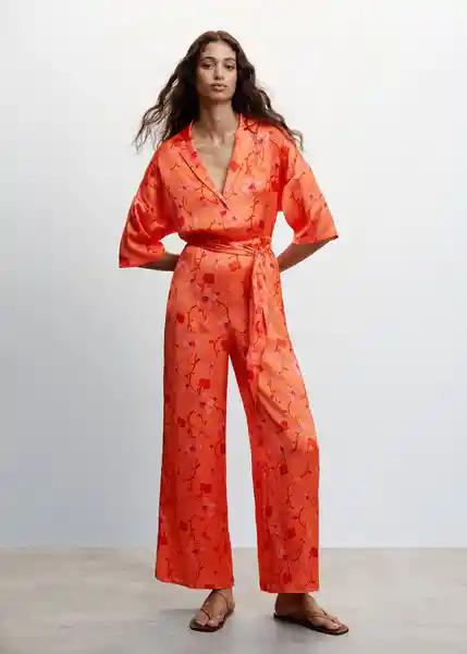 Enterizo Mono Prado-H Naranja Talla L Mujer Mango