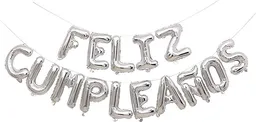El Tío Letrero Globos Feliz Cumpleaños Plata