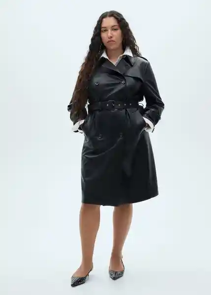 Gabardina Trench Polanapu Negro Talla XL Mujer Mango