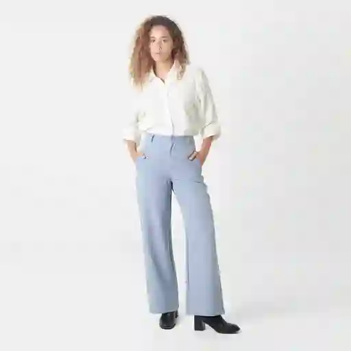 Pantalón Tiro Alto Bota Recta Azul Talla 10 - 719407