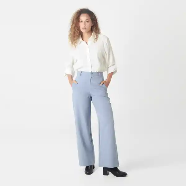 Pantalón Tiro Alto Bota Recta Azul Talla 10 - 719407