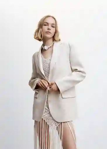 Blazer Americana Noel Beige Talla L Mujer Mango