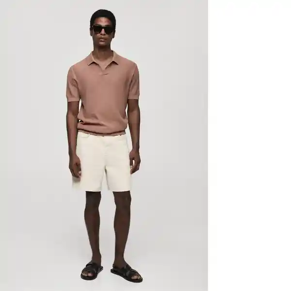 Camisa Polo Fluid Nude Talla M Hombre Mango