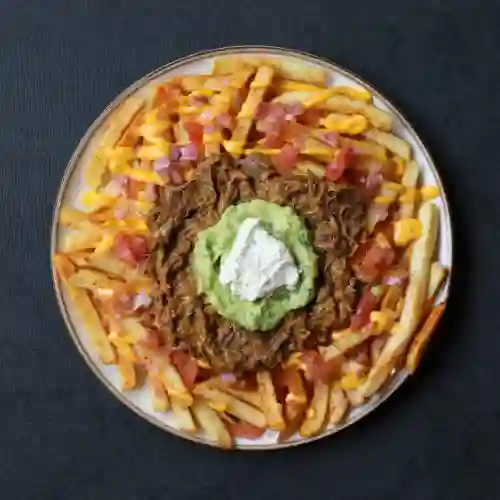 Papas Cheesesteak - Res Desmechada