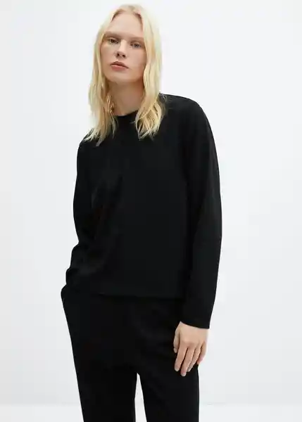 Sudadera Pique Mujer Negro Talla M Mango