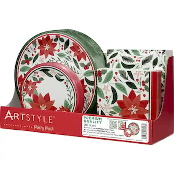 Artstyle Kit de Platos y Servilletas Desechables Navideños