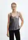 Top Xlame Gris Talla L Mujer Mango