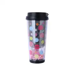 Vaso Plástico de Doble Pared Serie Dots Negro 450 mL Miniso