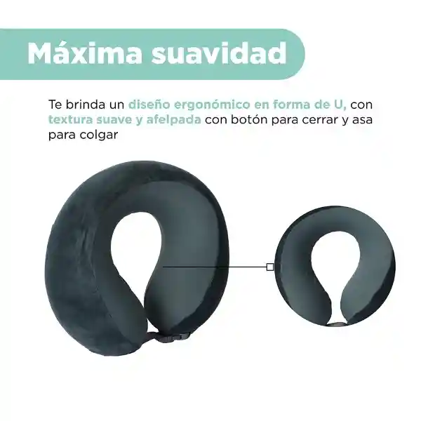 Almohada Viaje Espuma Viscoelástica Verde Negruzco Serie Miniso