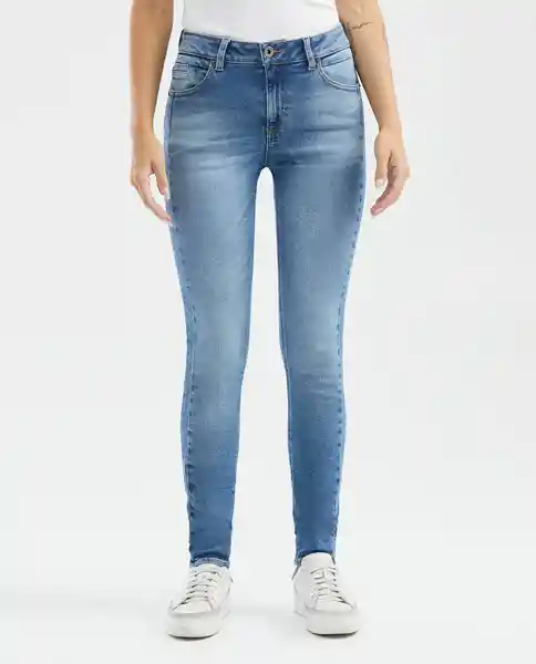 Pantalón High Rise Feminino Azul Frances Medio Talla 8 Chevignon