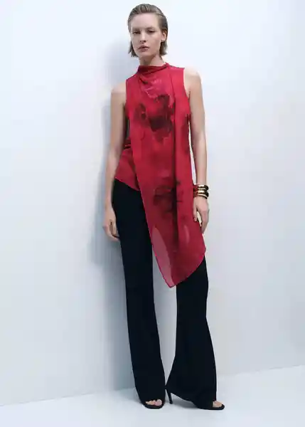 Blusa Amapola Rojo Talla M Mujer Mango
