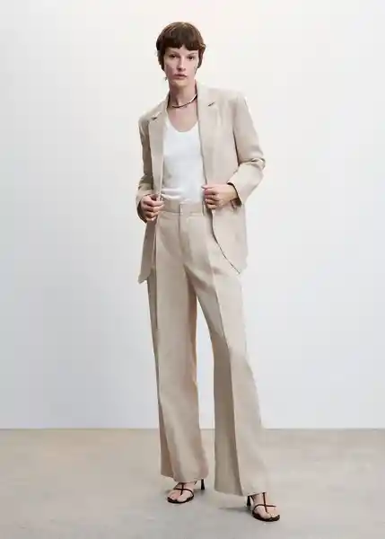 Blazer Americana Salmos Beige Talla M Mujer Mango