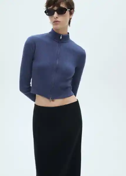 Chaqueta Cárdigan Loreto Azul Talla S Mujer Mango