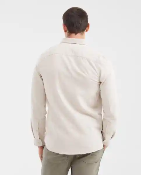 Camisa Twill Down Manga Larga Crudo Beige Claro M Chevignon