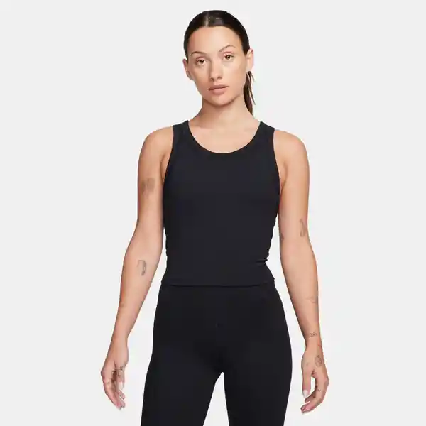 Nike Camiseta W One Fitted Crop Strpy Tnk Mujer Negro S