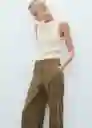 Pantalón Carlos Khaki Talla 36 Mujer Mango