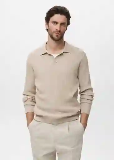 Camiseta Polo Antiguas Beige Talla M Hombre Mango