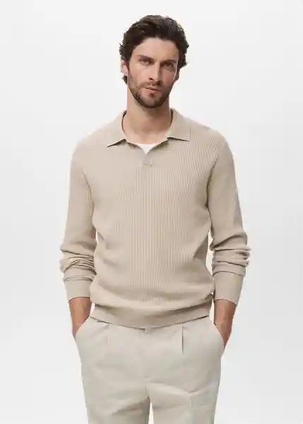 Camiseta Polo Antiguas Beige Talla M Hombre Mango
