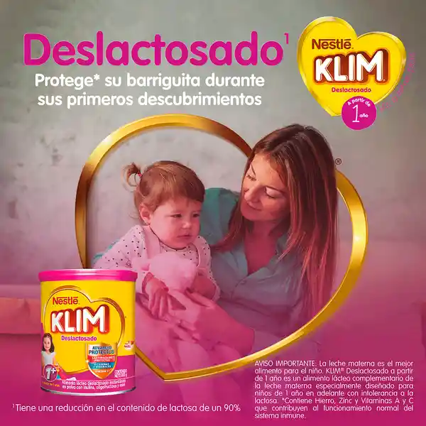 Alimento lácteo KLIM 1+ Deslactosado x 800g