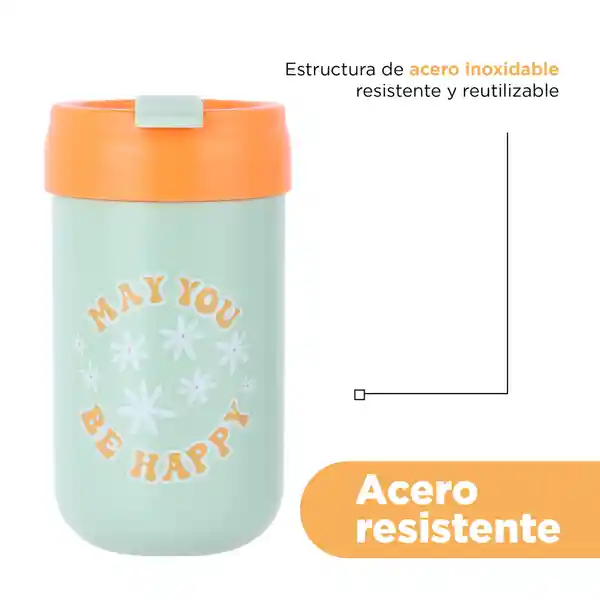 Botella Con Tapa Abatible de Serie Letters Negro 400 mL Miniso