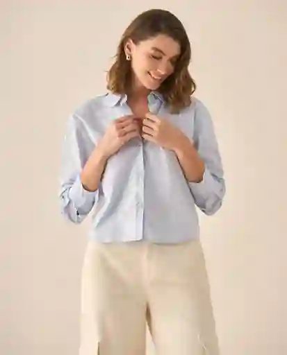 Camisa Azul Suave Claro Talla XS 413G020 Esprit