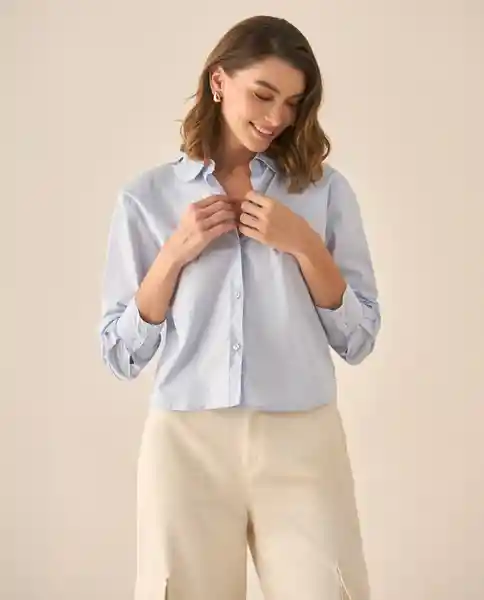 Camisa Azul Suave Claro Talla XS 413G020 Esprit