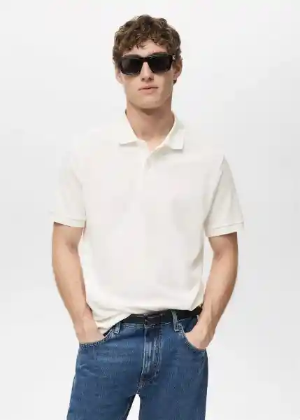Camiseta Polo Rea Blanco Talla M Hombre Mango