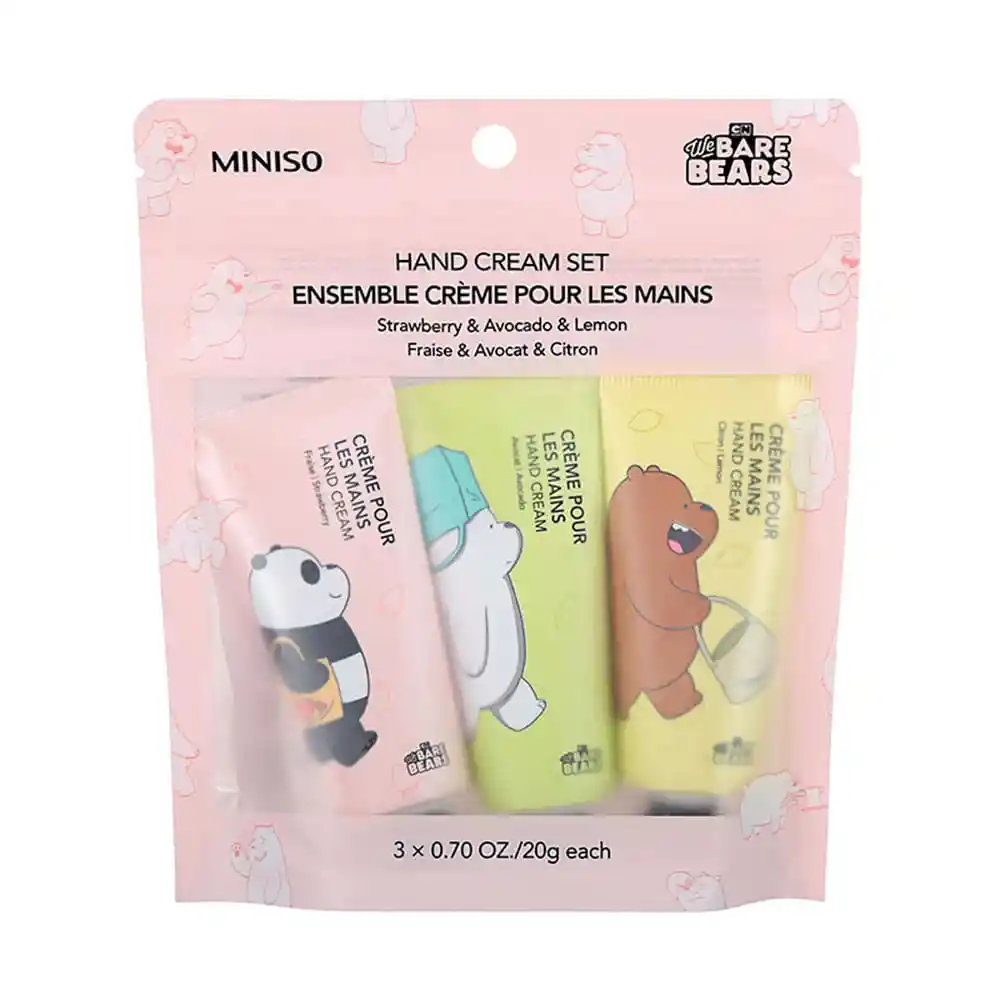 Miniso Set De Cremas Para Manos Fresaaguacate Limon 20G - We Bare Bears