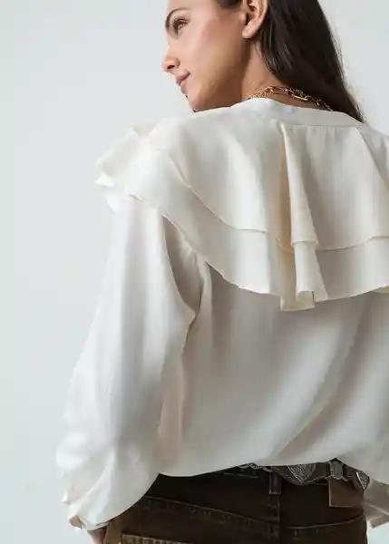 Camisa Tuffi Mujer Crudo Marfil Claro Talla L 512G381 Naf Naf