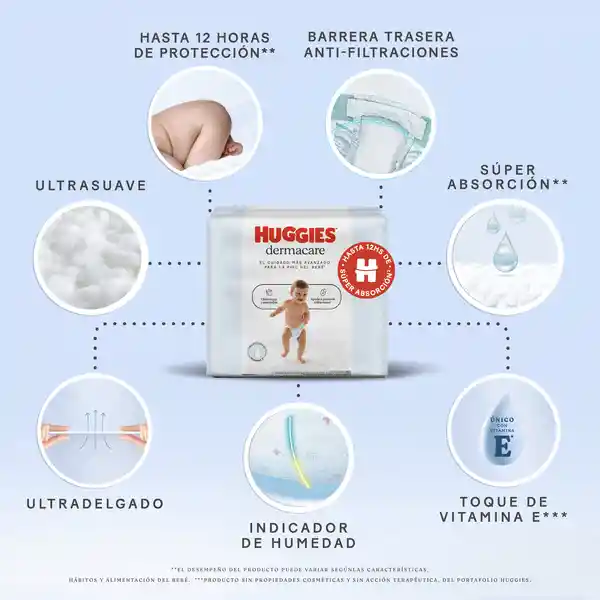 Pañales Huggies Dermacare 3/G Ultra Suaves y Delgados