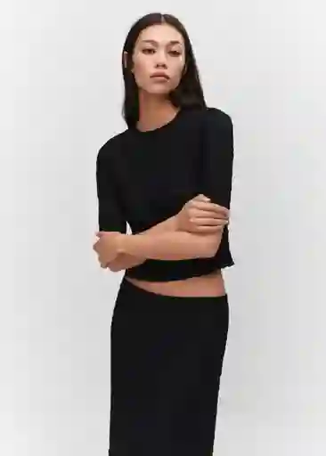 Camiseta Maya Negro Talla L Mujer Mango