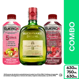 Combo Buchanans Deluxe 750 mL + Suerox Fresa Kiwi + Frutos Rojos