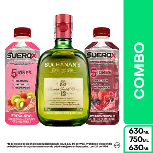 Combo Buchanans Deluxe 750 mL + Suerox Fresa Kiwi + Frutos Rojos