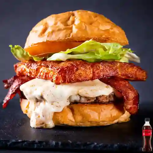 Combo Queso Frito Burger + Coca Cola Sin Azúcar 400 ml