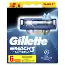 Gillette Mach3 Turbo 6 Cartuchos