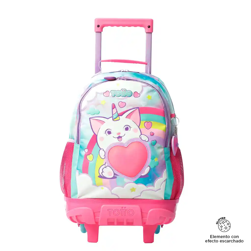 Morral Con Ruedas Niña Sweety Heart Mediano Azul