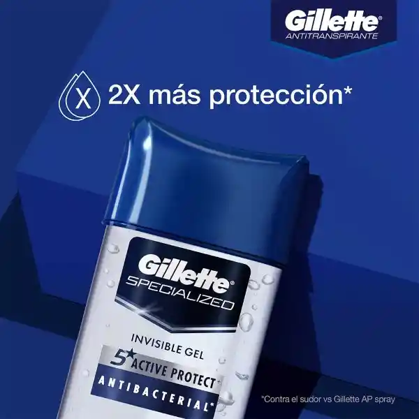 Desodorante Antitranspirante Hombre Gillette Specialized Gel Antibacterial 113 g Pack 2 Unidades