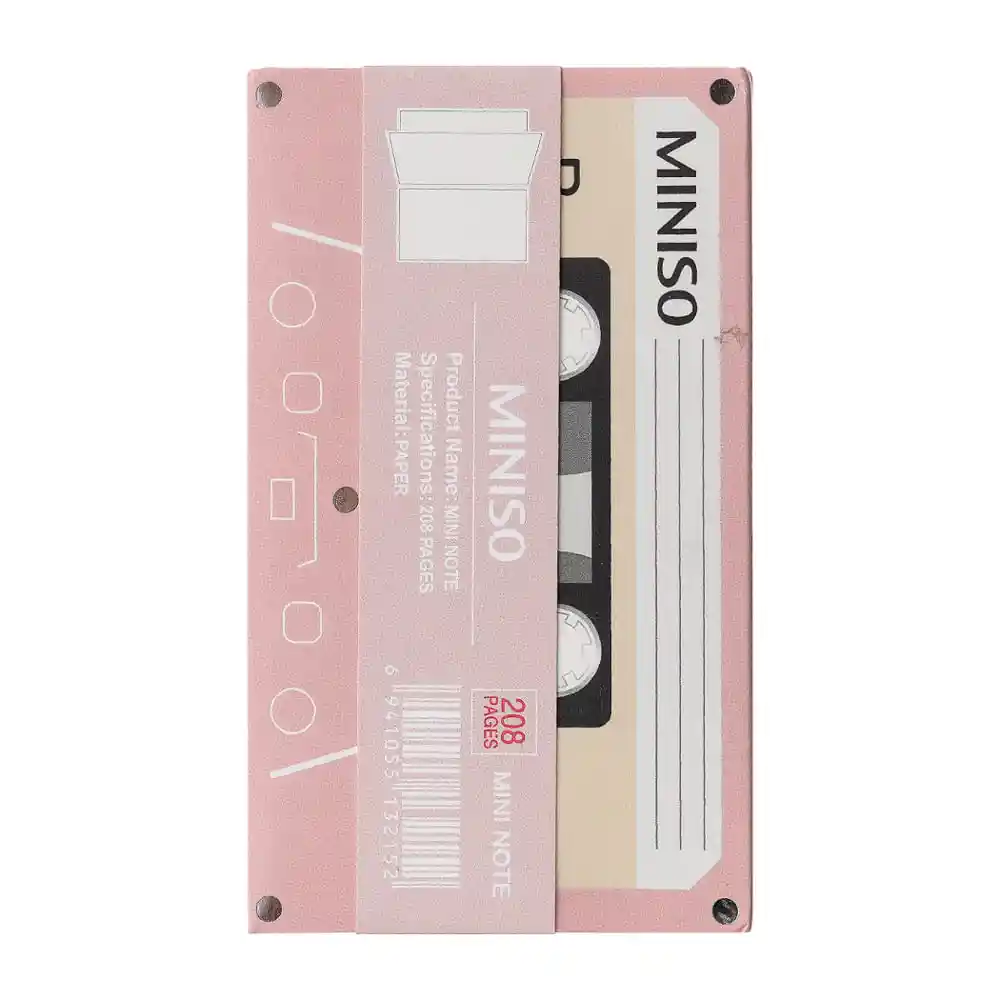 Miniso Libreta Con Diseño de Cassette 104 Hojas Rosa